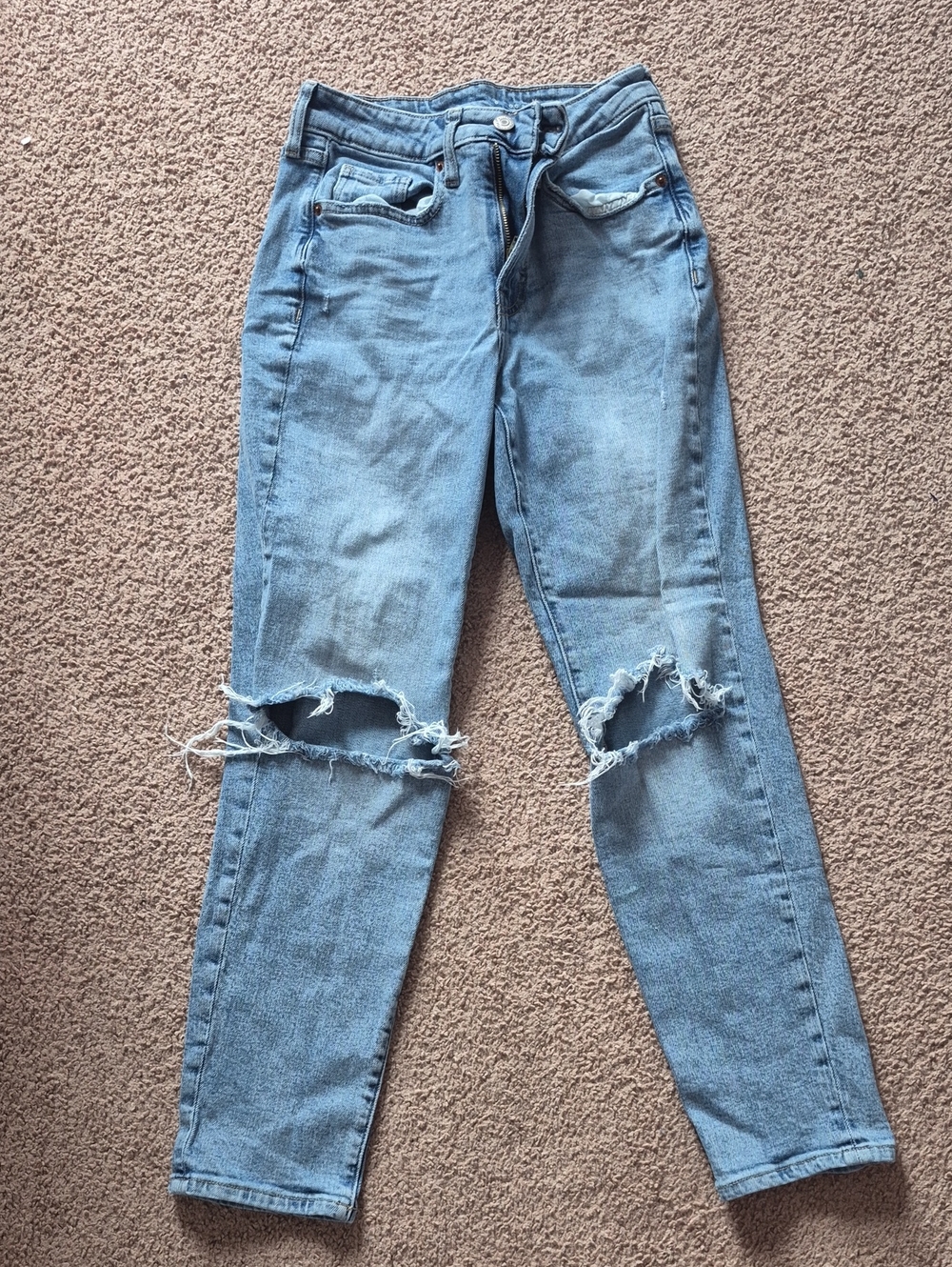 Old Navy Light Blue Distressed Straight-Leg Jeans